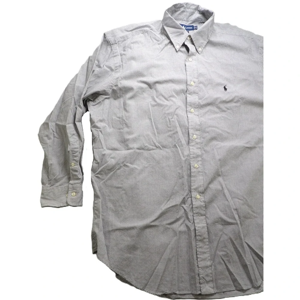 VTG 90s Ralph Lauren Yarmouth Plaid Button Down Shirt Men 17 32/33 Long Sleeves